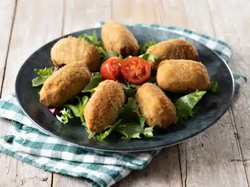 Bramborové krokety s houbami a slaninou