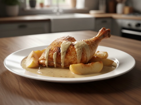 Kuře pečené na jablkách