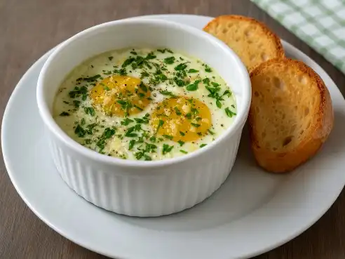 Vejce zapečená s bylinkami a sýrem